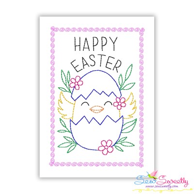 Easter Cardstock Embroidery Design - Happy Easter Hatching Chick