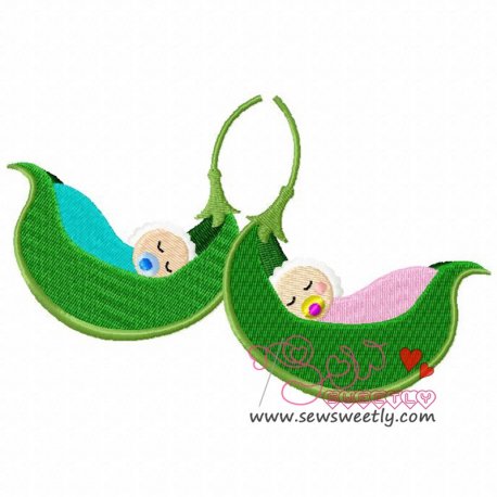 Two Babies In a Pod Embroidery Design Pattern-1
