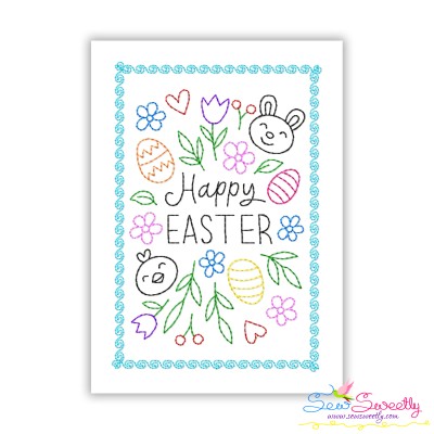 Easter Cardstock Embroidery Design - Happy Easter Floral Card