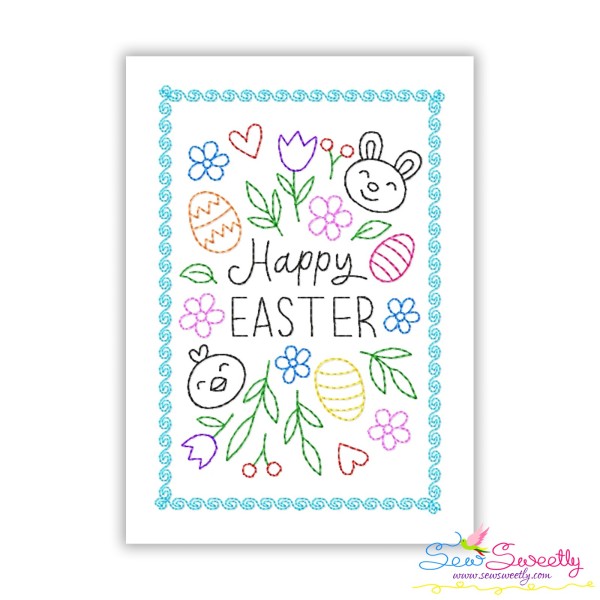Easter Cardstock Embroidery Design - Happy Easter Floral Card