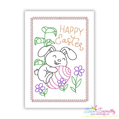 Easter Cardstock Embroidery Design - Happy Easter Bunny Hopping