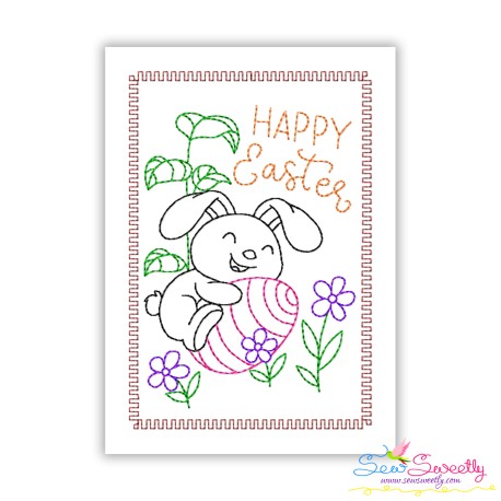 Easter Cardstock Embroidery Design - Happy Easter Bunny Hopping