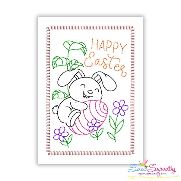 Easter Cardstock Embroidery Design - Happy Easter Bunny Hopping