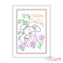 Easter Cardstock Embroidery Design - Happy Easter Bunny Hopping