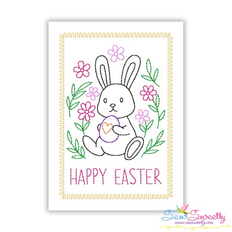 Easter Cardstock Embroidery Design - Happy Easter Bunny Egg