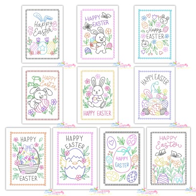 Easter Cardstock Greeting Cards Embroidery Design Bundle