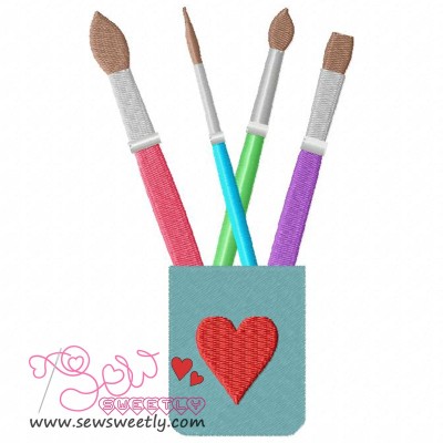 Paint Brushes Embroidery Design Pattern-1