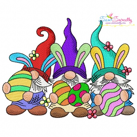 Easter Gnomes Trio Embroidery Design Pattern