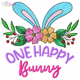 One Happy Bunny Embroidery Design Pattern