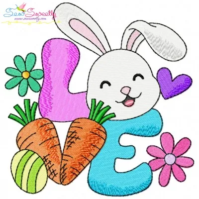 Love Easter Bunny Embroidery Design Pattern