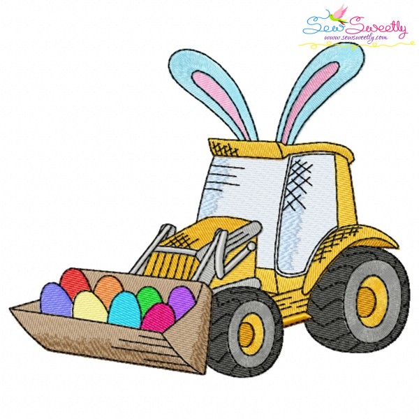 Easter Bulldozer Embroidery Design Pattern
