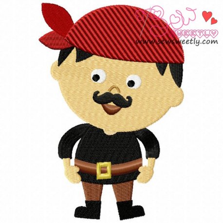 Mustache Pirate Boy Embroidery Design- 1