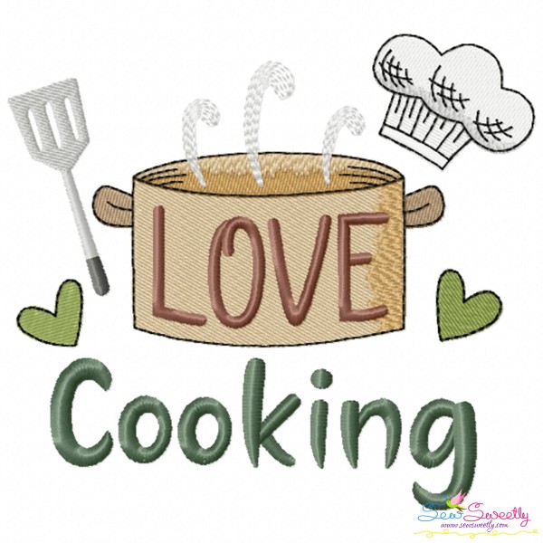 Love Cooking Kitchen Embroidery Design Pattern