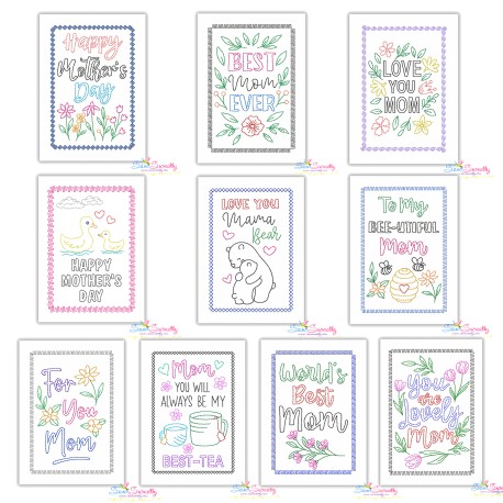 Mother's Day Greeting Cards Cardstock Embroidery Design Bundle