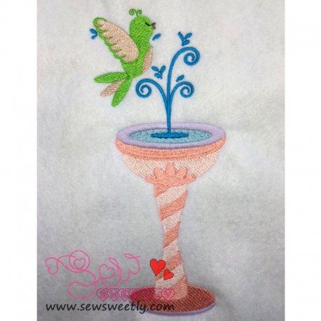 Bird And Fountain Embroidery Design- 1