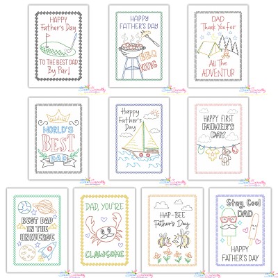 Father's Day Greeting Cards Cardstock Embroidery Design Bundle