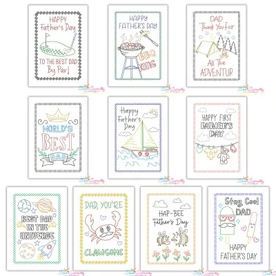 Father's Day Greeting Cards Cardstock Embroidery Design Bundle