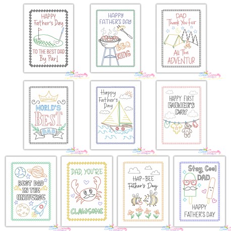 Father's Day Greeting Cards Cardstock Embroidery Design Bundle