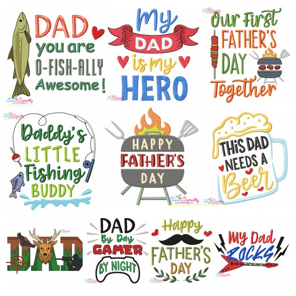 Father's Day Embroidery Design Bundle