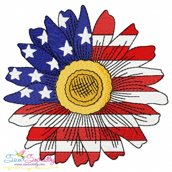 4th of July Sunflower Embroidery Design