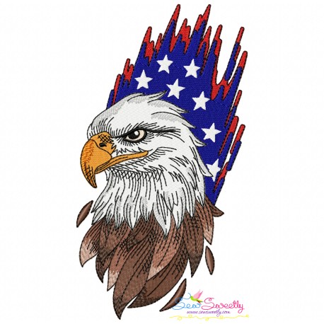 4th of July Bald Eagle Embroidery Design