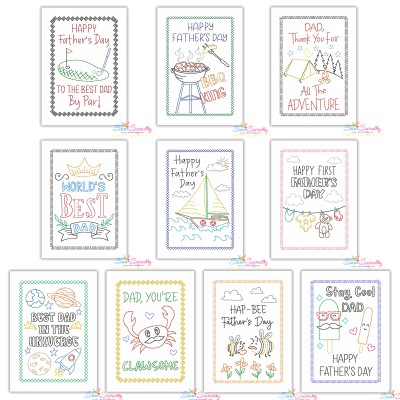 Father's Day Greeting Cards Cardstock Embroidery Design Bundle