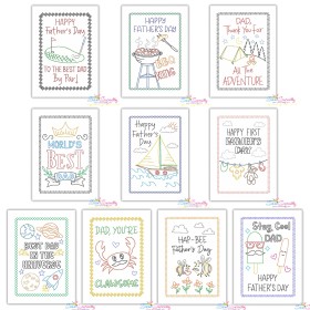 Father's Day Greeting Cards Cardstock Embroidery Design Bundle