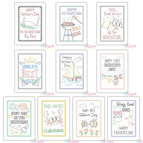 Father's Day Greeting Cards Cardstock Embroidery Design Bundle