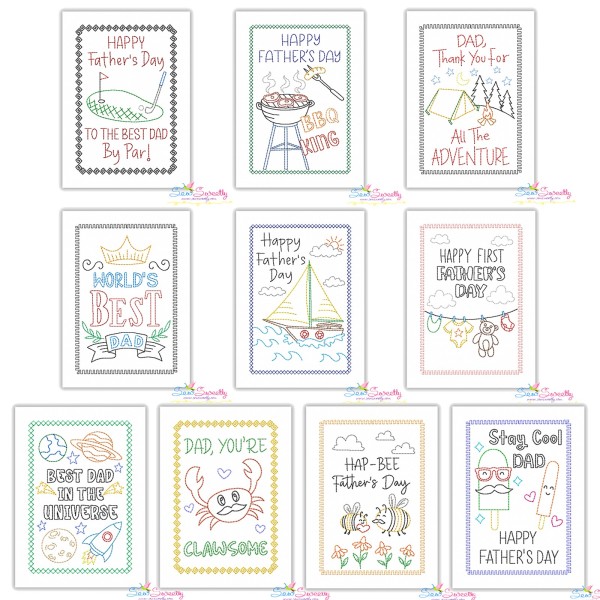 Father's Day Greeting Cards Cardstock Embroidery Design Bundle