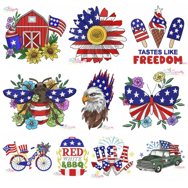 4th of July Embroidery Design Bundle 25