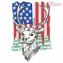 Deer With American Flag-10 Embroidery Design