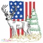 Deer With American Flag-9 Embroidery Design