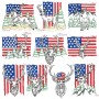 Deer With American Flag Embroidery Design Bundle