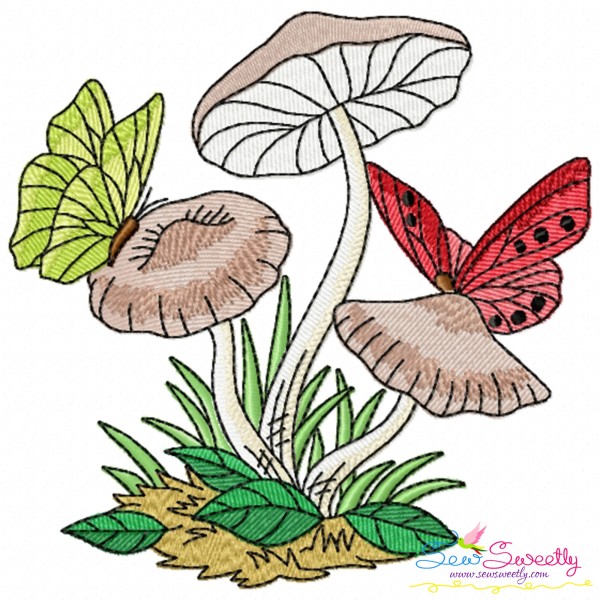 Mushroom And Butterfly-9 Embroidery Design