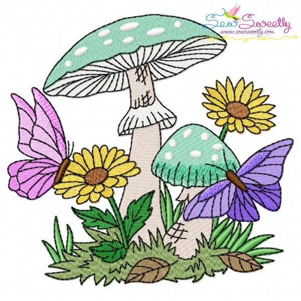 Mushroom And Butterfly-8 Embroidery Design