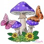 Mushroom And Butterfly-4 Embroidery Design
