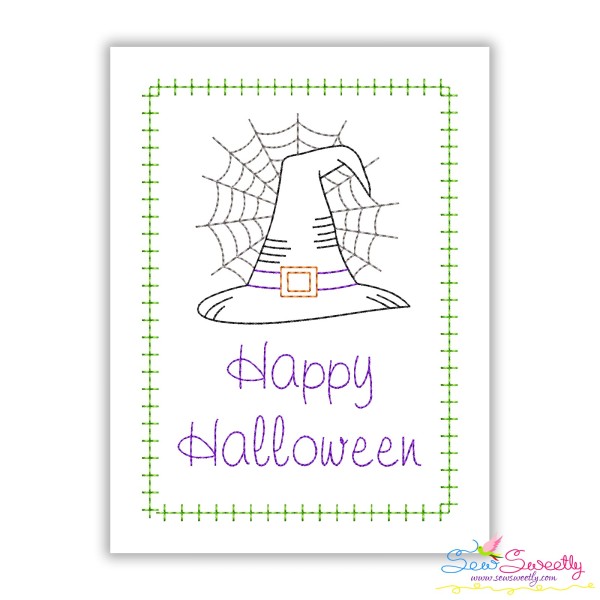 Witch Hat Halloween Greeting Card Embroidery Design