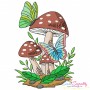 Mushroom And Butterfly-3 Embroidery Design