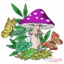 Mushroom And Butterfly Embroidery Design Bundle