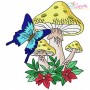 Mushroom And Butterfly Embroidery Design Bundle