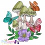 Mushroom And Butterfly Embroidery Design Bundle