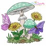 Mushroom And Butterfly Embroidery Design Bundle