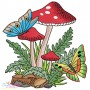 Mushroom And Butterfly Embroidery Design Bundle