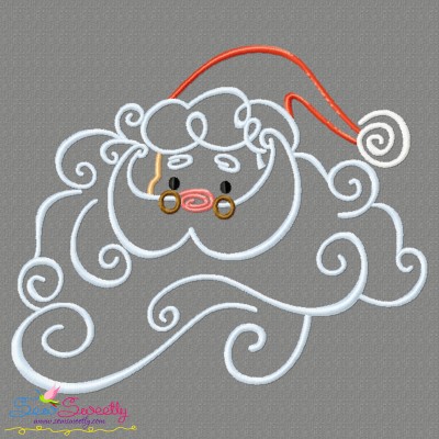 Christmas Swirls- Santa Face Embroidery Design Pattern-1