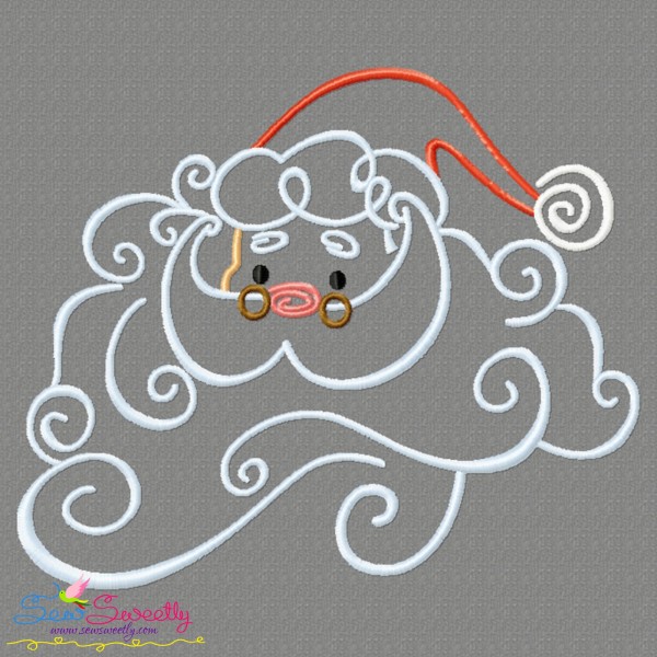 Christmas Swirls- Santa Face Embroidery Design Pattern-1
