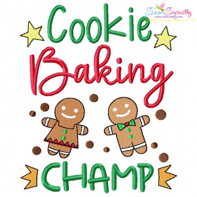 Cookie Baking Champ Christmas Embroidery Design