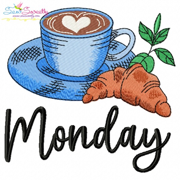 Days of the Week - Monday Coffee Embroidery Design Pattern
