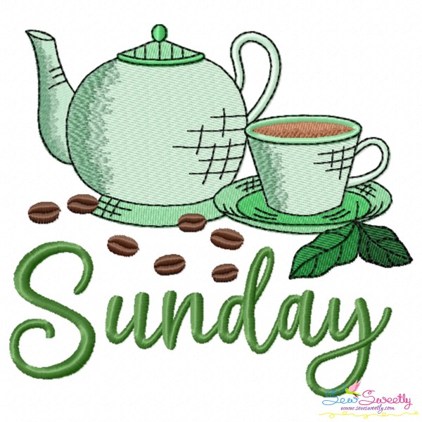 Days of the Week - Sunday Coffee Embroidery Design Pattern