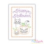 Cat And Pumpkins Halloween Greeting Card Embroidery Design