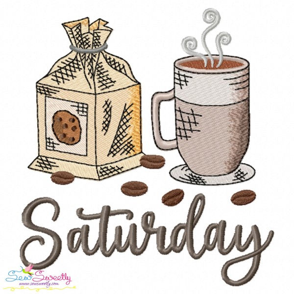 Days of the Week - Saturday Coffee Embroidery Design Pattern